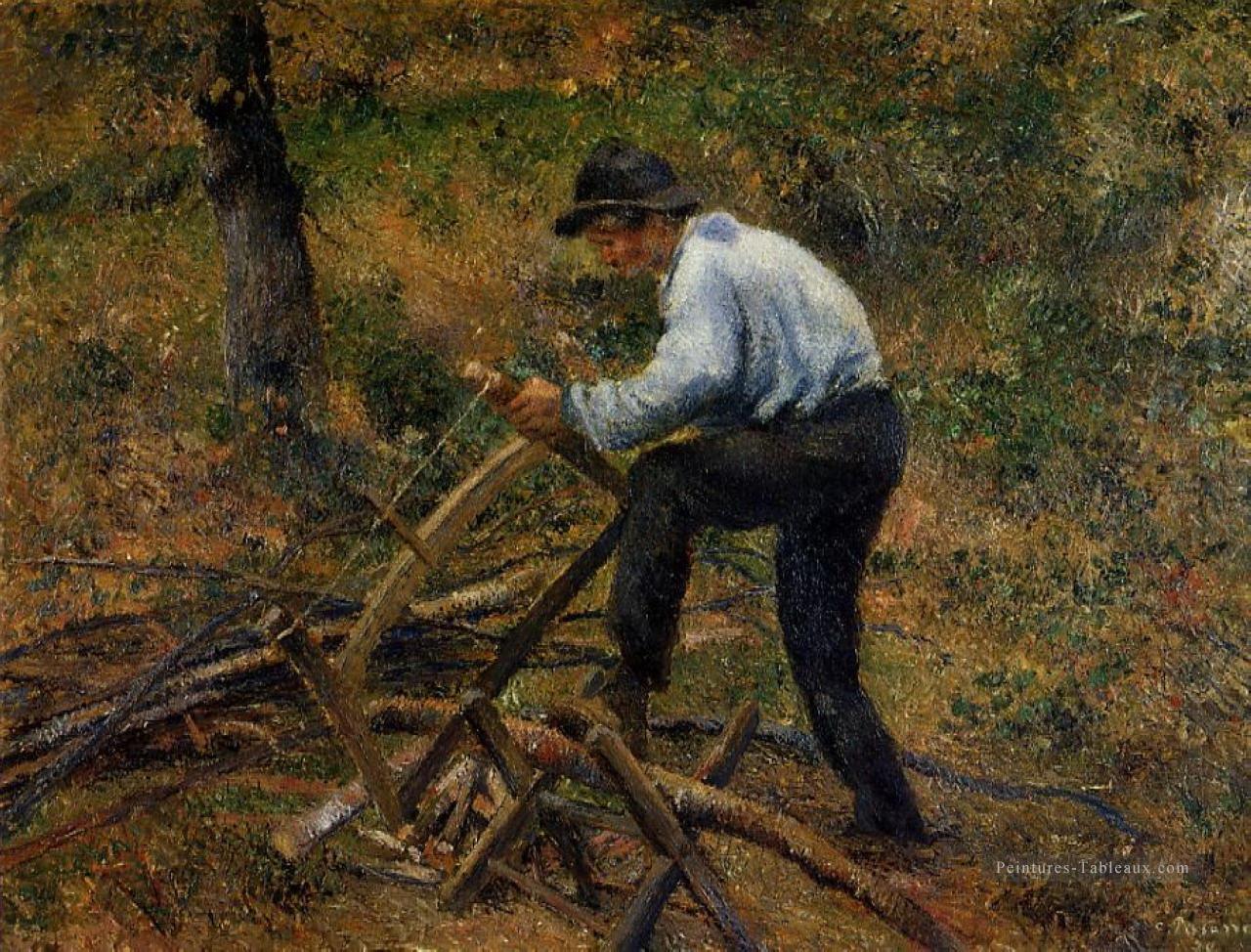 pere melon sciage du bois pontoise 1879 Camille Pissarro Peintures à l'huile